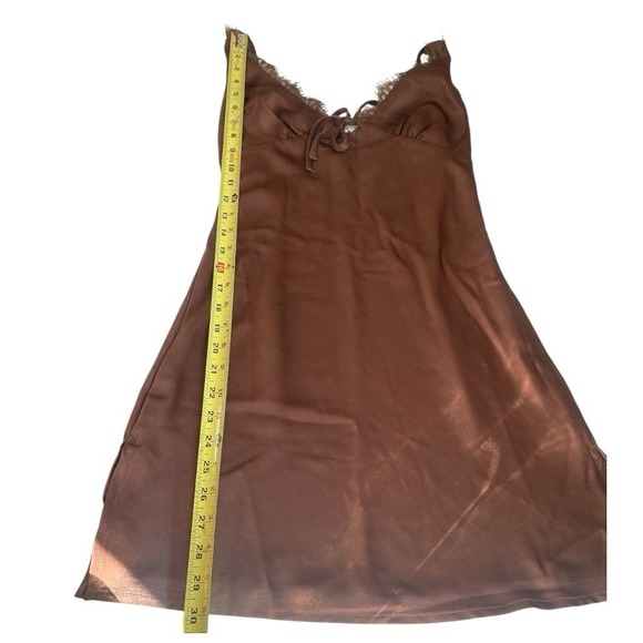 NWT White Fox See You In My Mind Mini Satin Dress Chocolate Brown Sz S Coquette - Picture 16 of 16